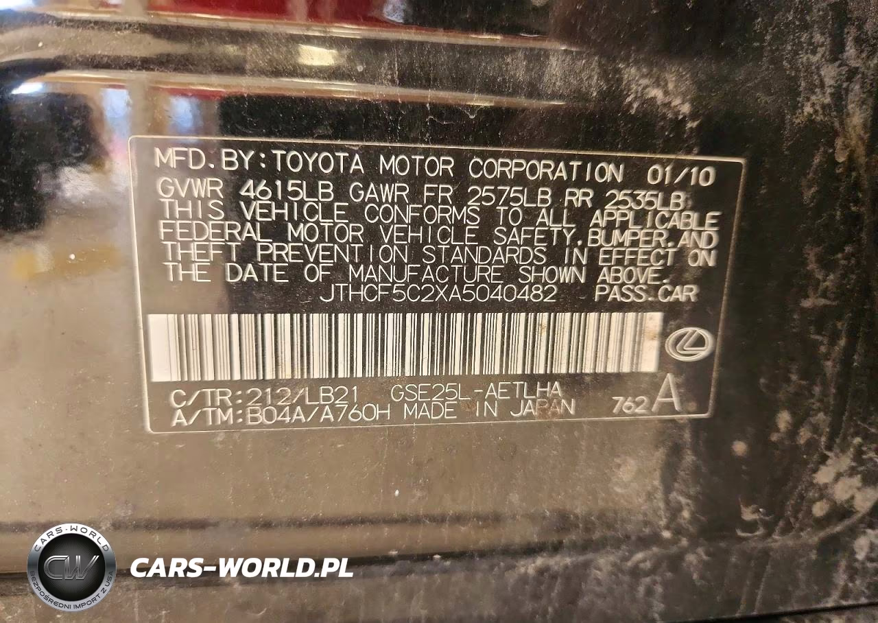2010 Lexus Is 250 VIN:JTHCF5C2XA5040482 - 12