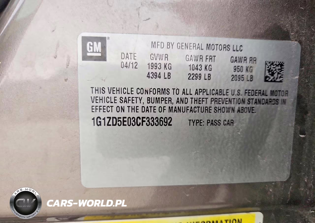 2012 Chevrolet Malibu 2Lt VIN:1G1ZD5E03CF333692 - 12