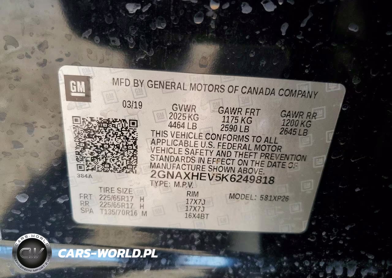 2019 Chevrolet Equinox Ls VIN:2GNAXHEV5K6249818 - 12