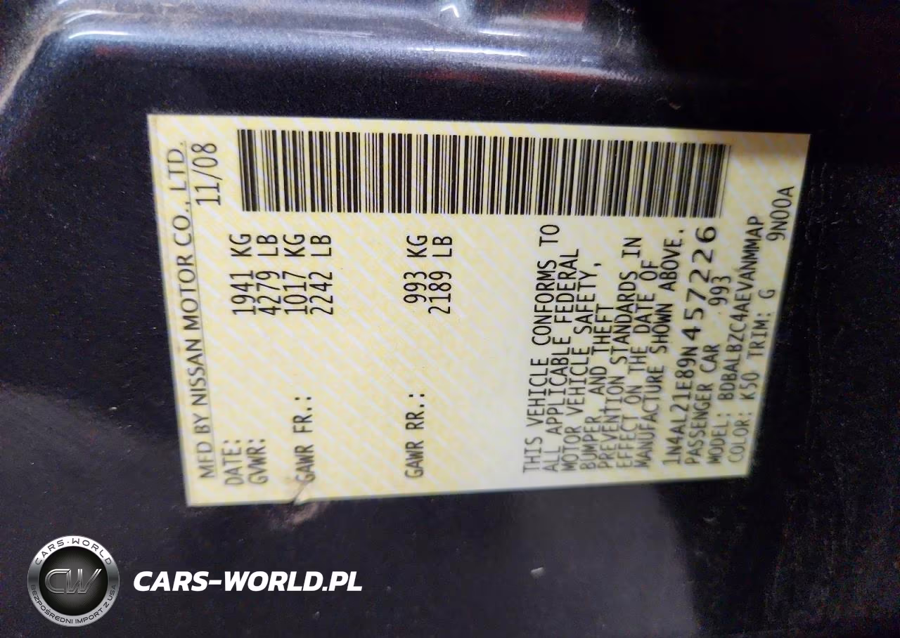 2009 Nissan Altima 2.5 VIN:1N4AL21E89N457226 - 12