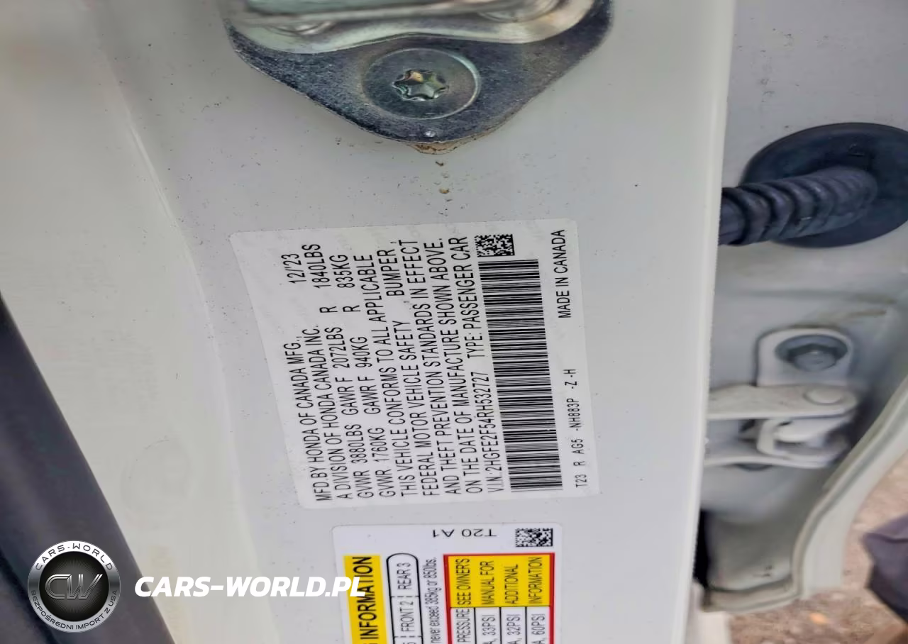 2024 Honda Civic Sport VIN:2HGFE2F54RH532727 - 12