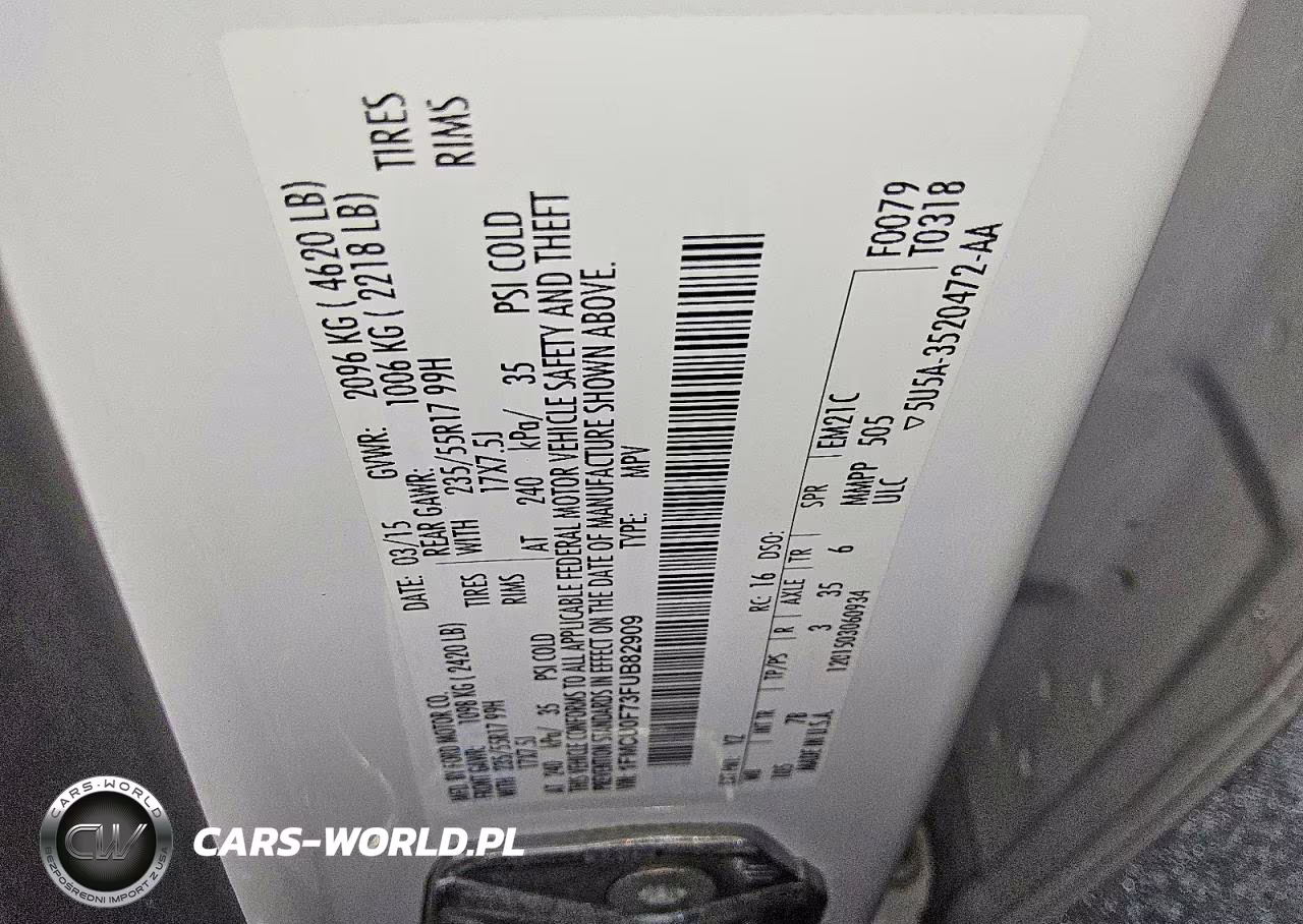 2015 Ford Escape S VIN:1FMCU0F73FUB82909 - 12