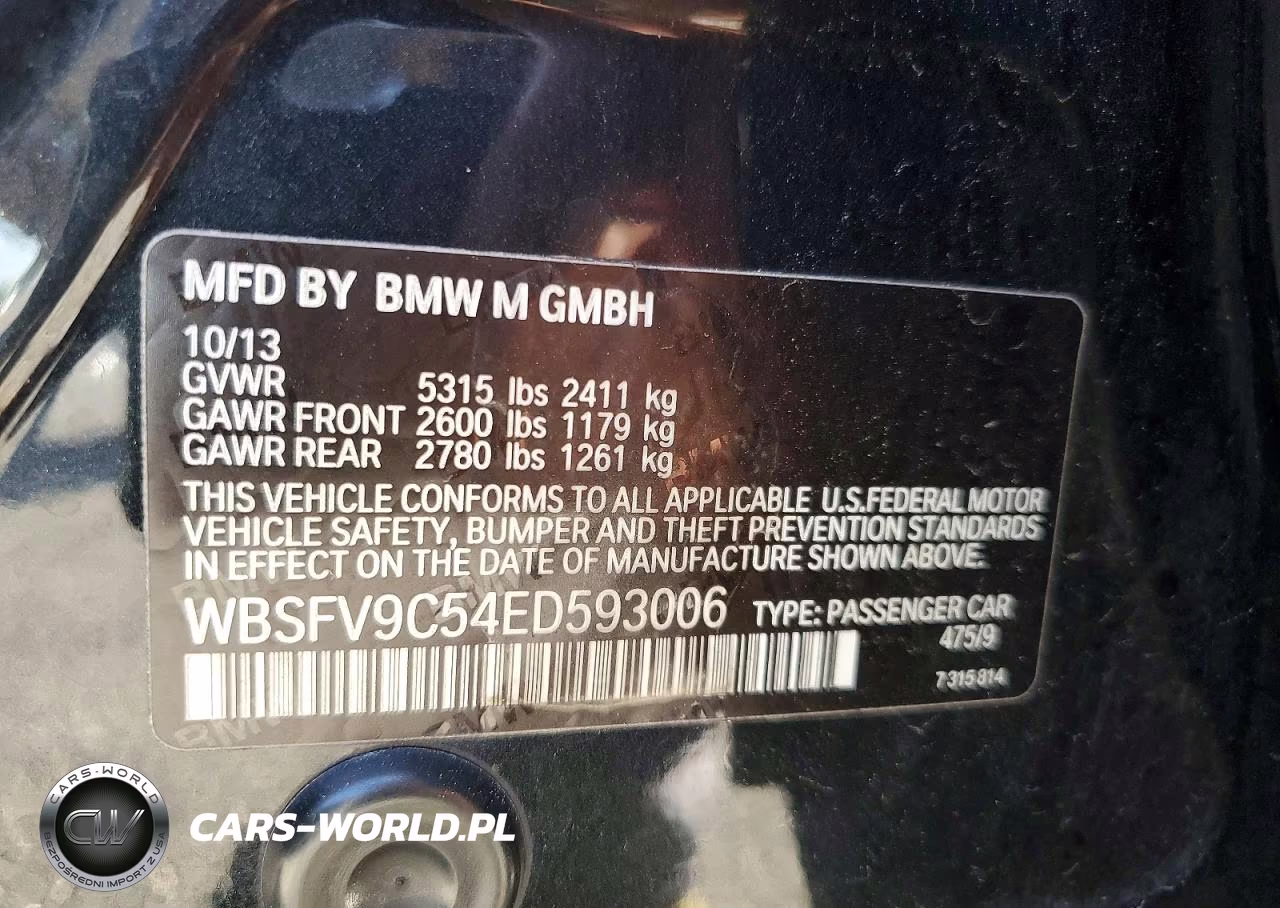 2014 BMW M5 VIN:WBSFV9C54ED593006 - 12