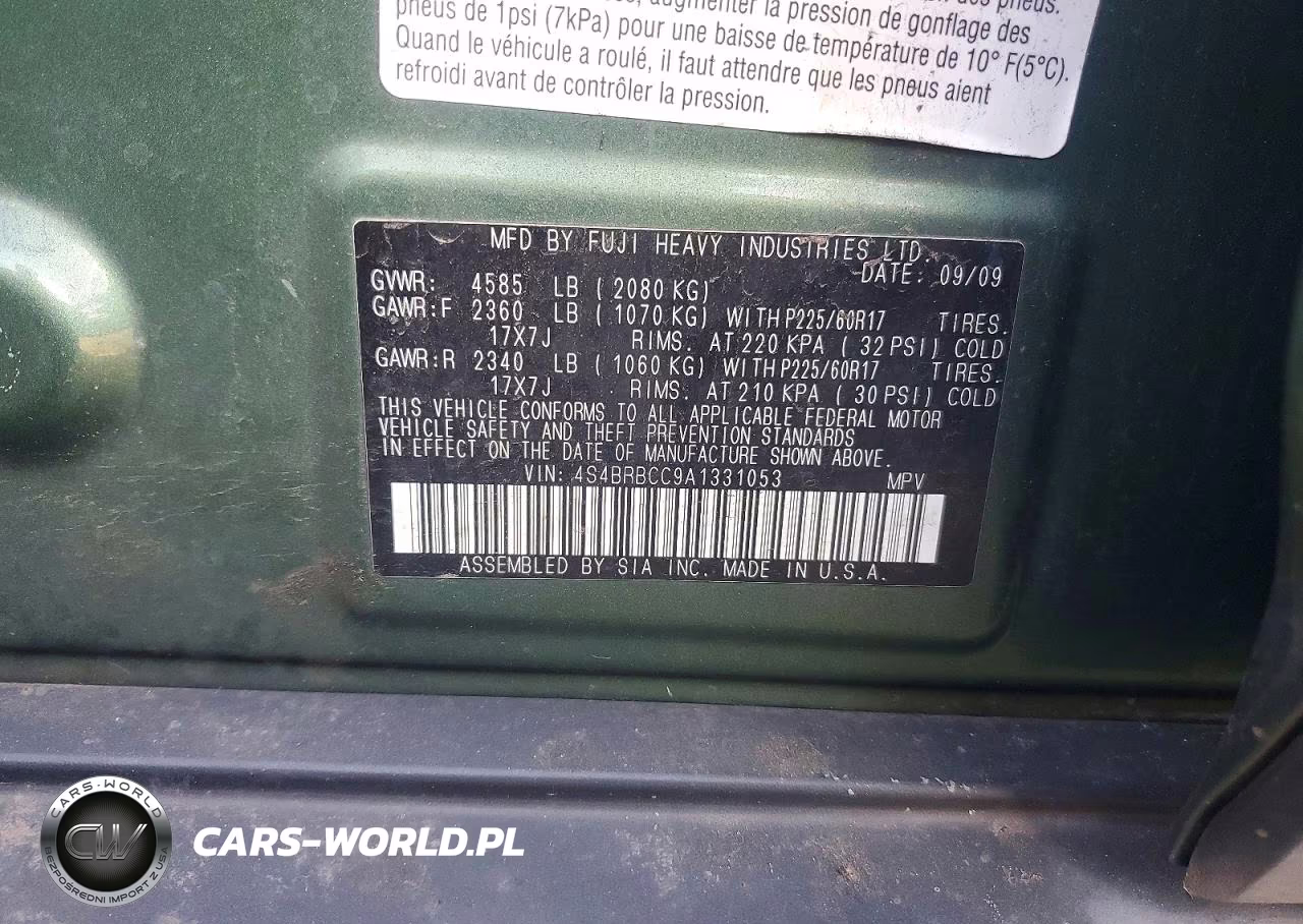 2010 Subaru Outback 2.5I Premium VIN:4S4BRBCC9A1331053 - 12