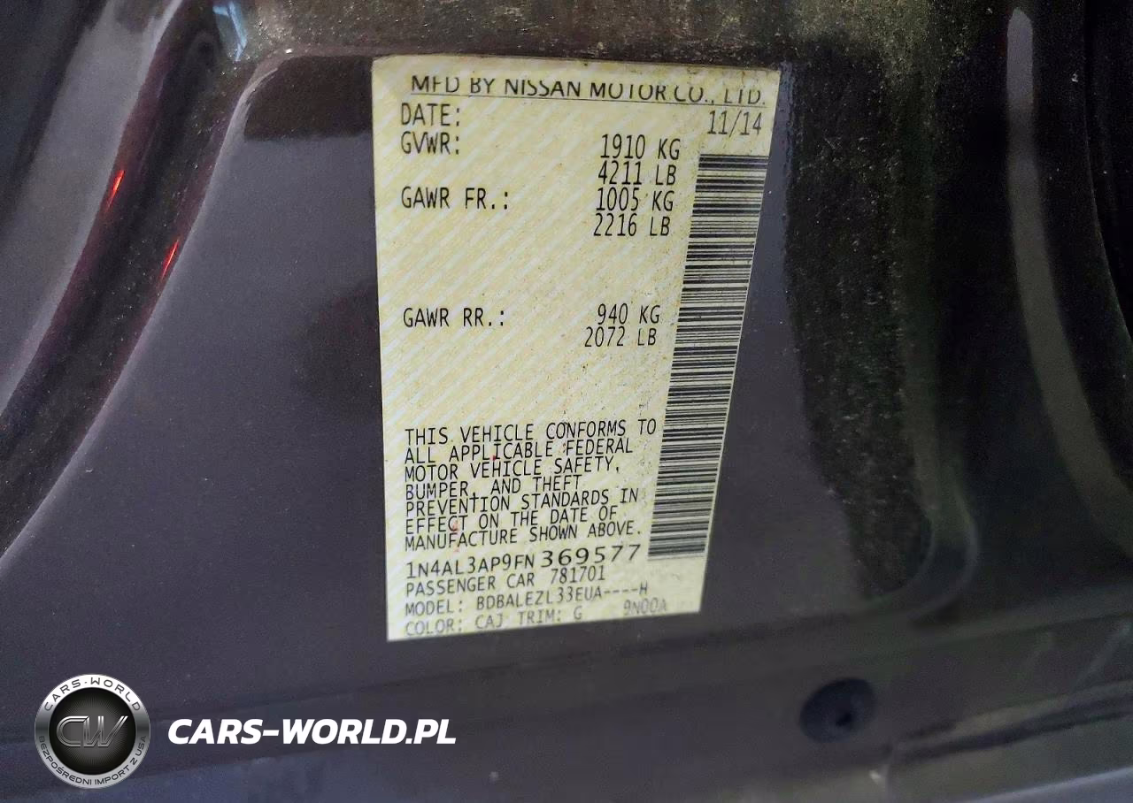 2015 Nissan Altima 2.5 S VIN:1N4AL3AP9FN369577 - 12