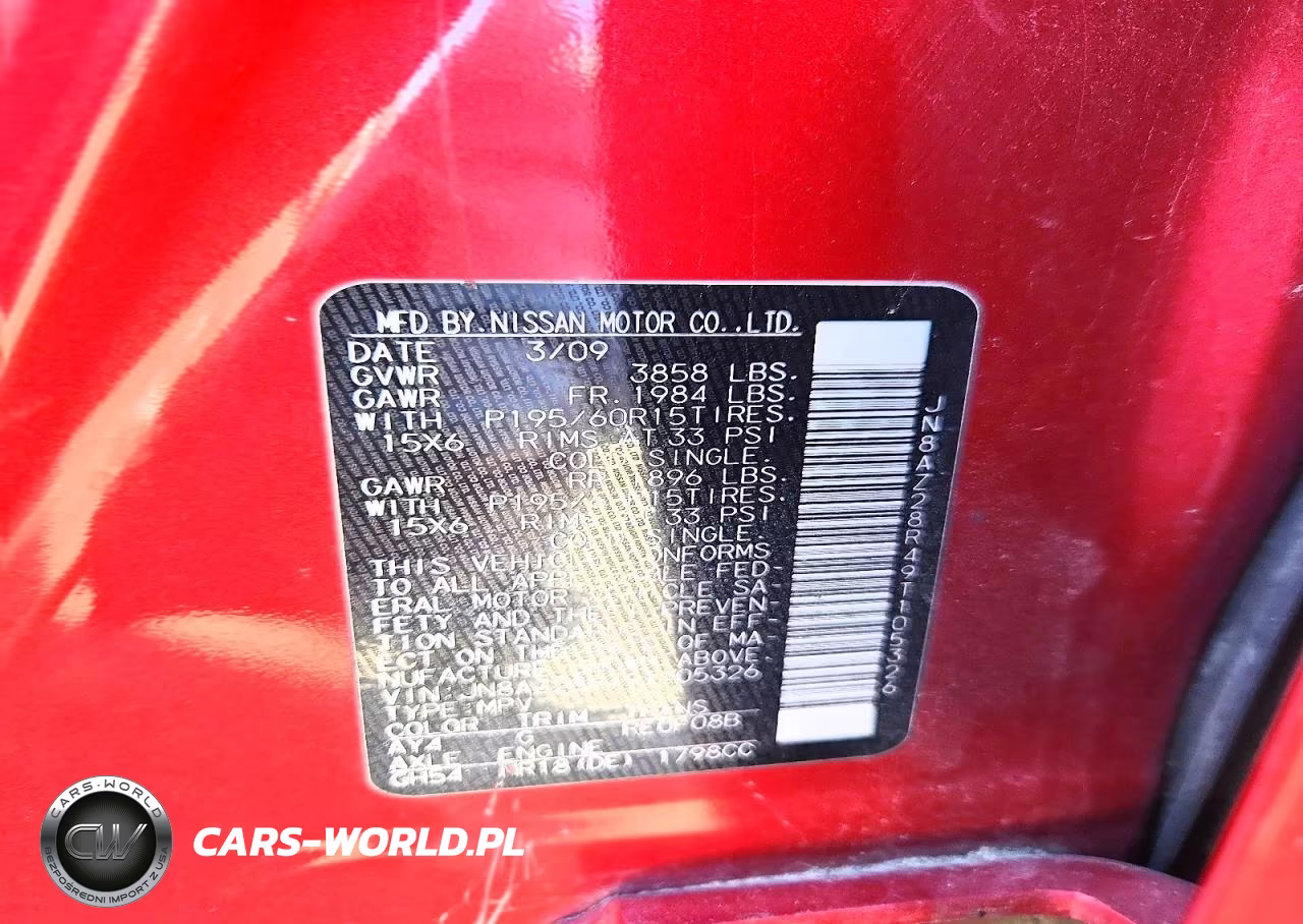 2009 Nissan Cube 1.8 VIN:JN8AZ28R49T105326 - 12