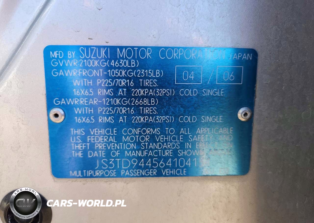 2006 Suzuki Grand Vitara Xsport VIN:JS3TD944564104134 - 13