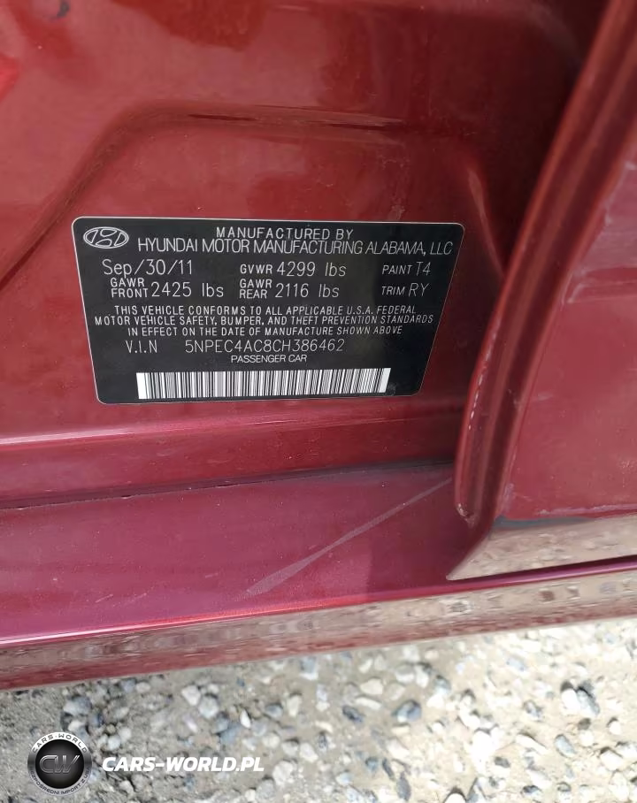 2012 Hyundai Sonata Se VIN:5NPEC4AC8CH386462 - 12