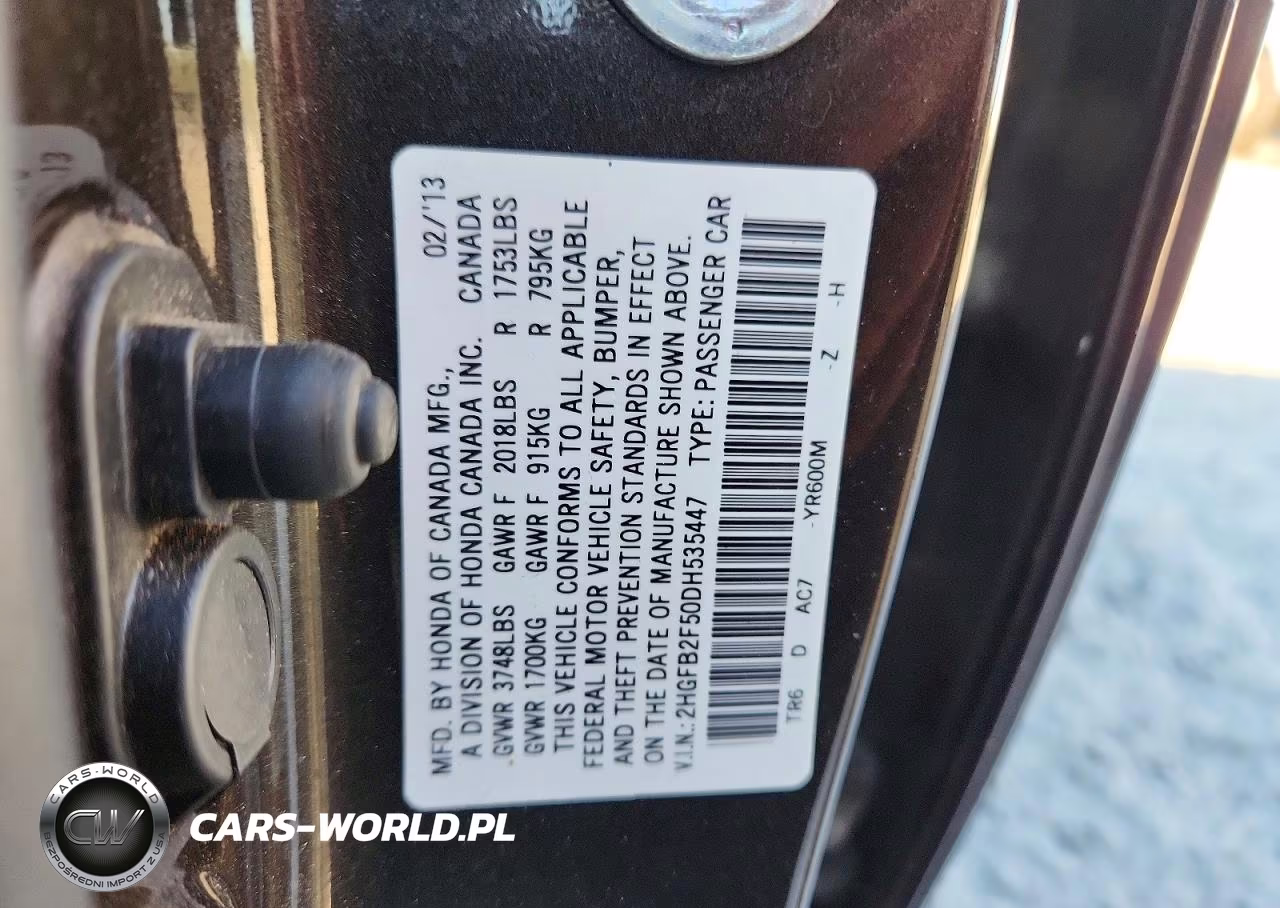 2013 Honda Civic Lx VIN:2HGFB2F50DH535447 - 12