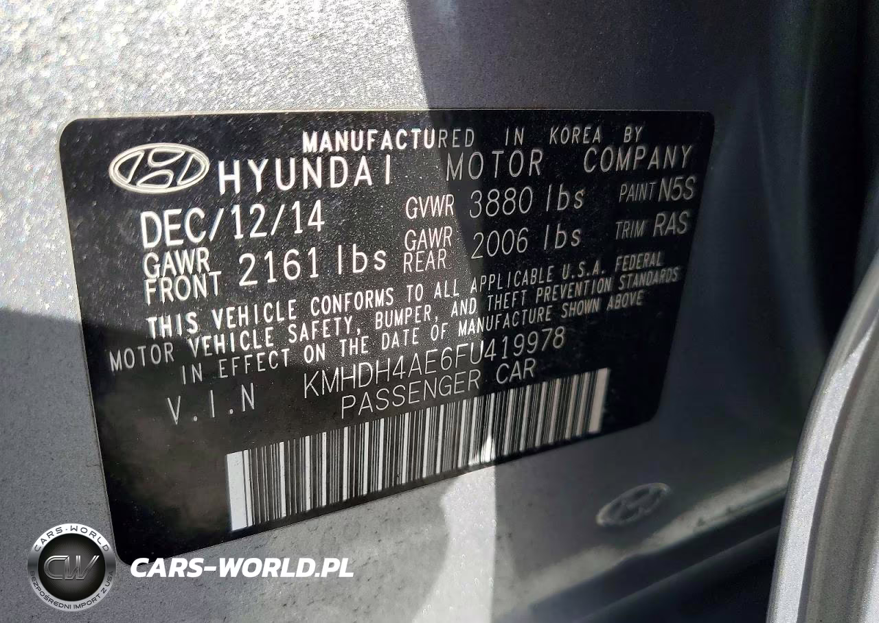2015 Hyundai Elantra Se VIN:KMHDH4AE6FU419978 - 12