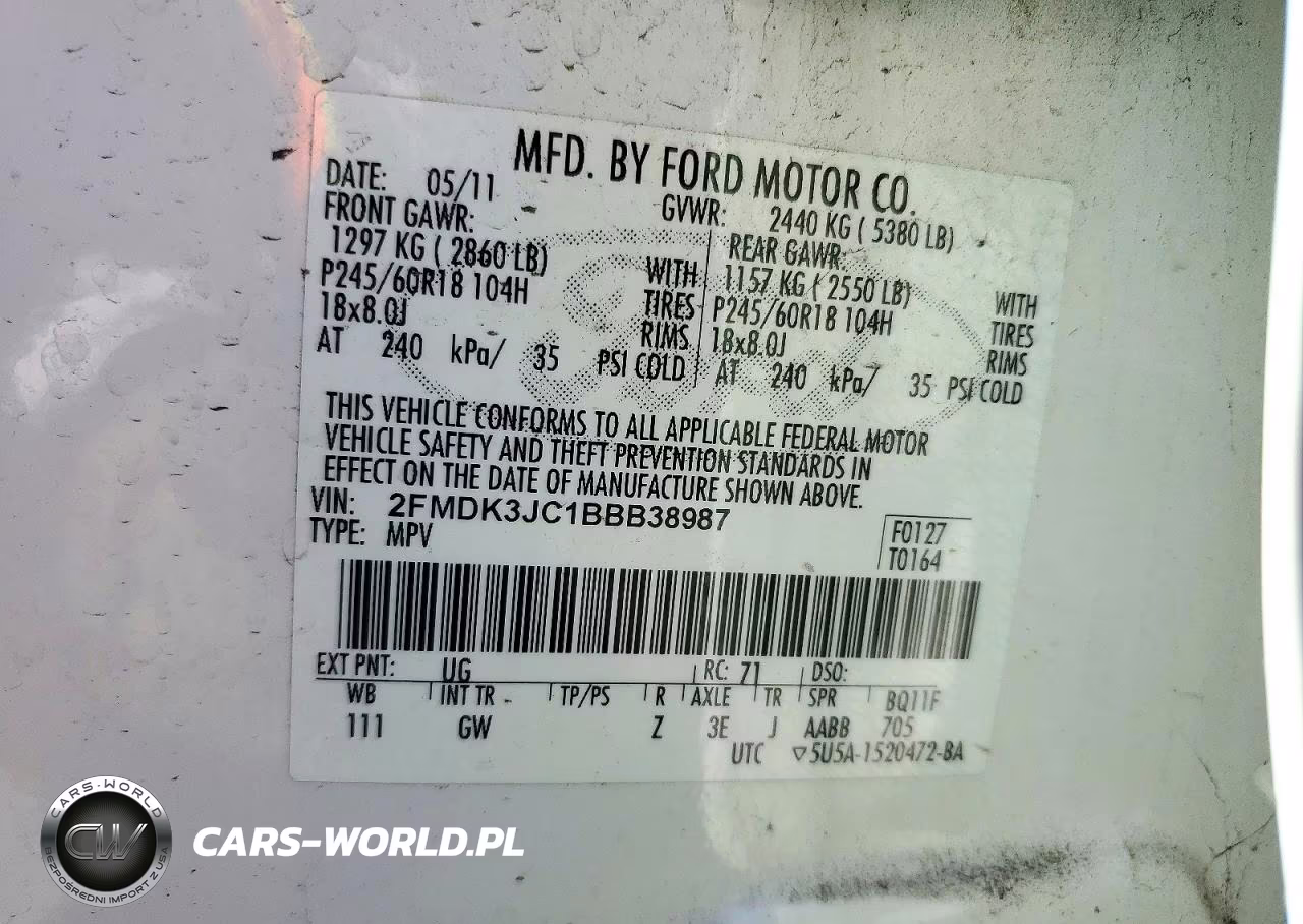2011 Ford Edge Sel VIN:2FMDK3JC1BBB38987 - 12