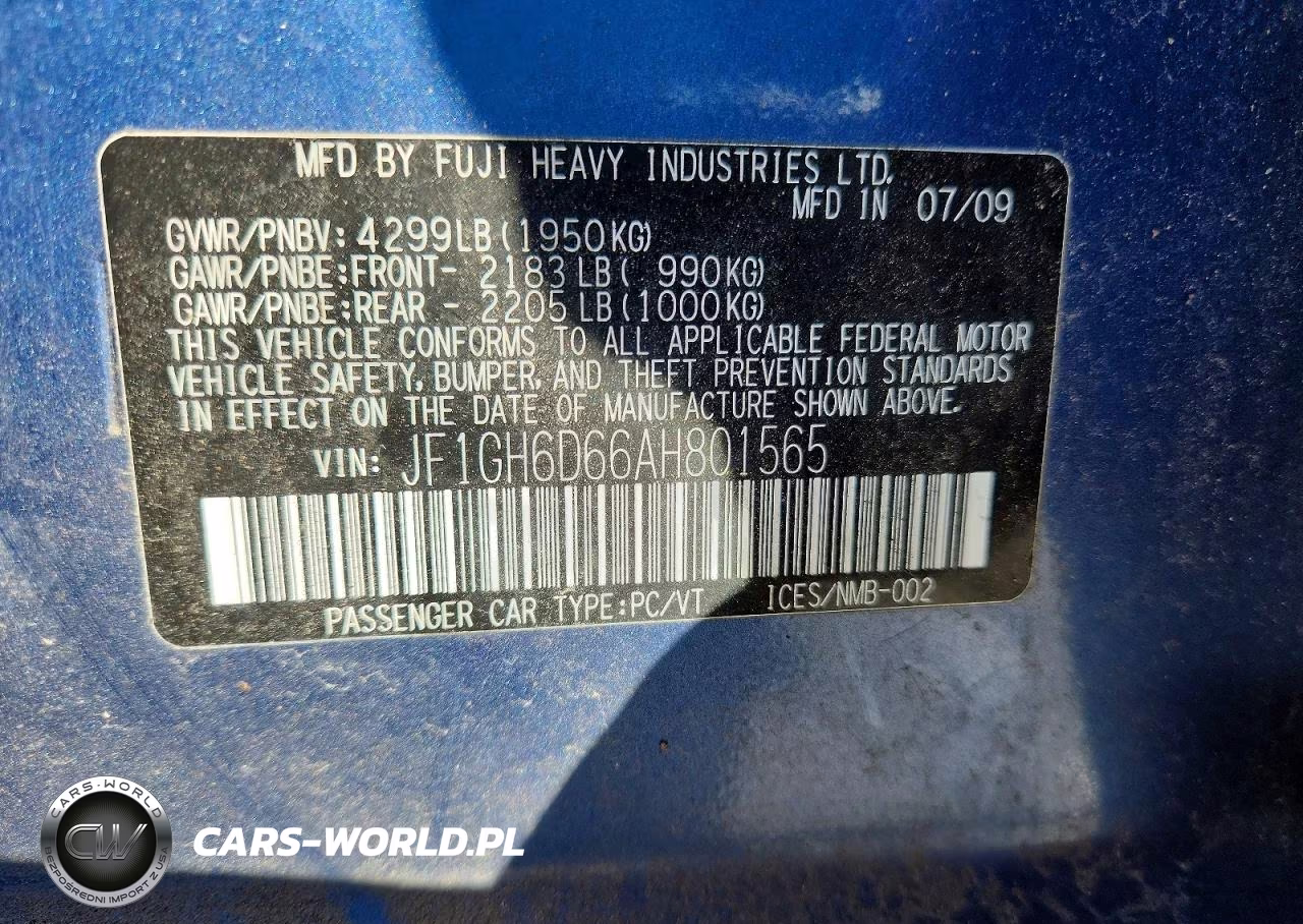 2010 Subaru Impreza Outback Sport VIN:JF1GH6D66AH801565 - 12