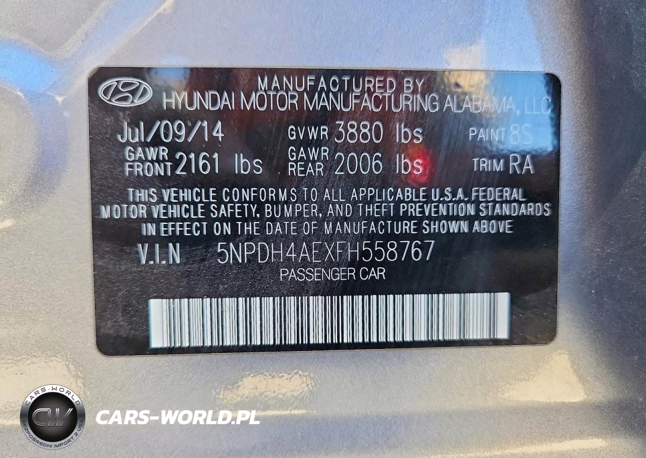 2015 Hyundai Elantra Se VIN:5NPDH4AEXFH558767 - 13