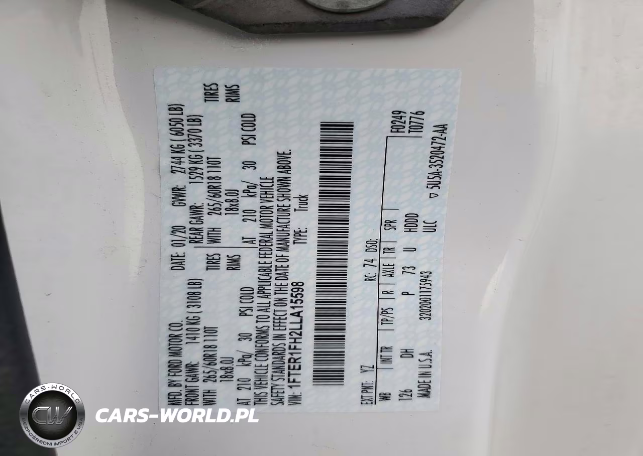 2020 Ford Ranger Xl VIN:1FTER1FH2LLA15598 - 12