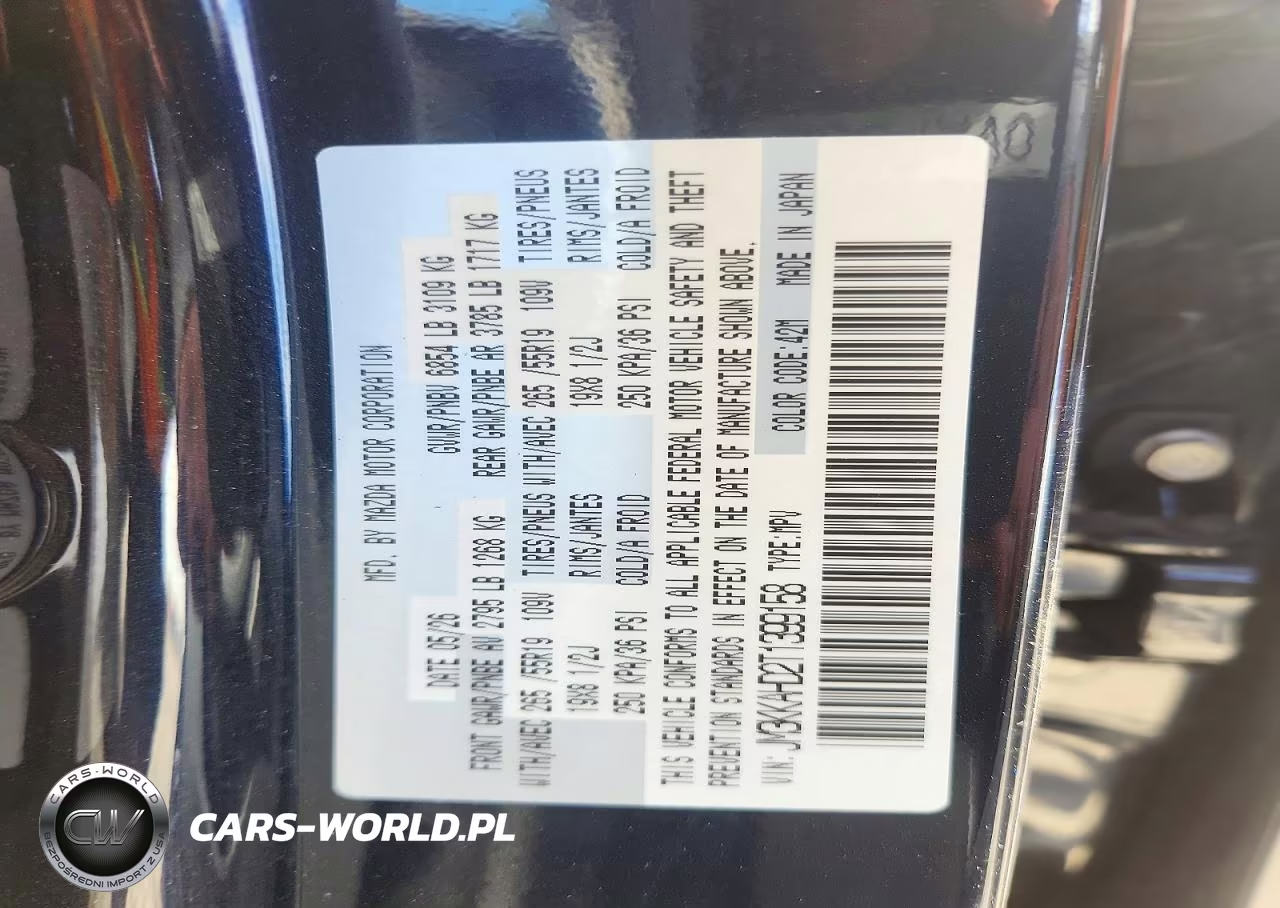 2026 Mazda Cx-90 Select VIN:JM3KKAHD2T1399158 - 12