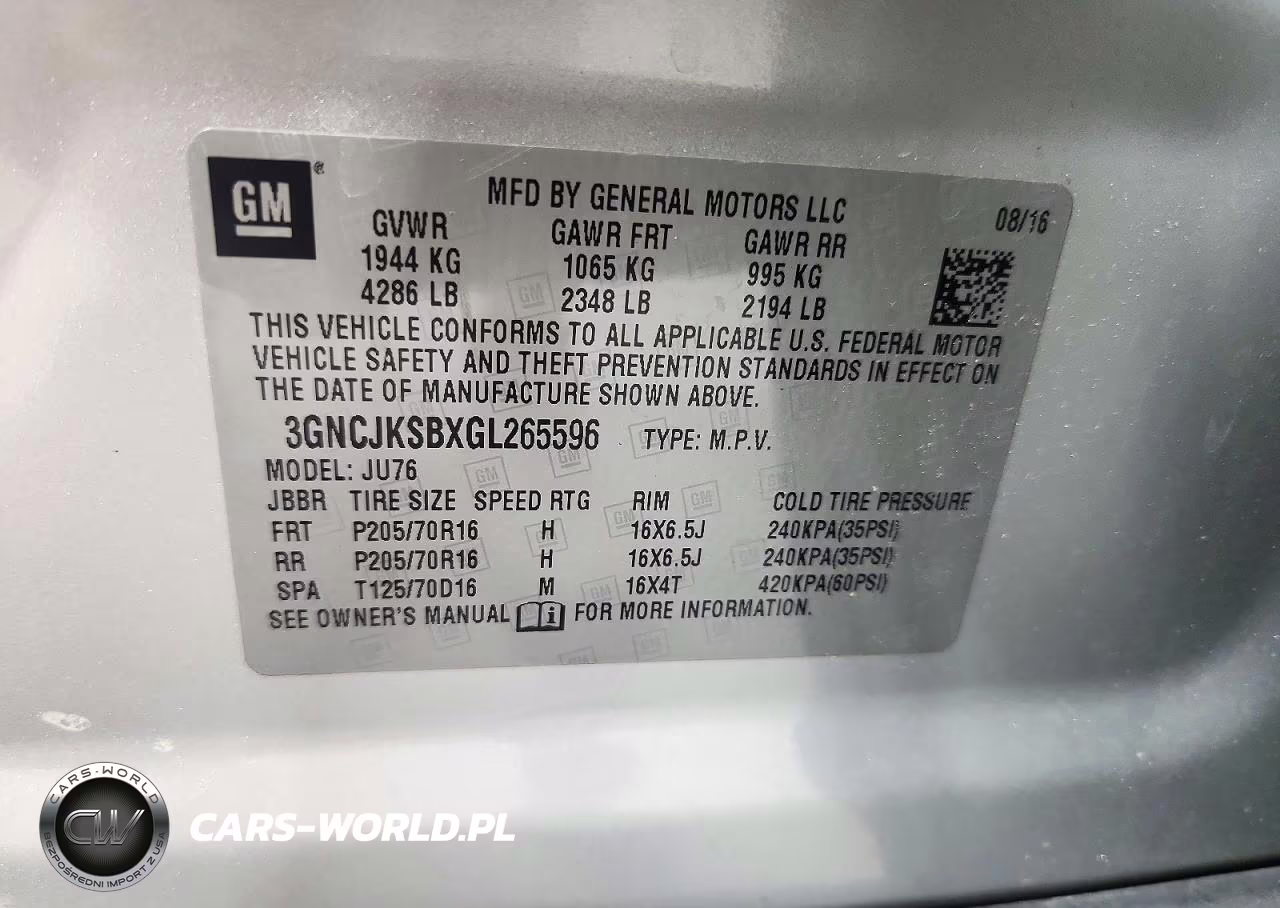 2016 Chevrolet Trax Ls VIN:3GNCJKSBXGL265596 - 13