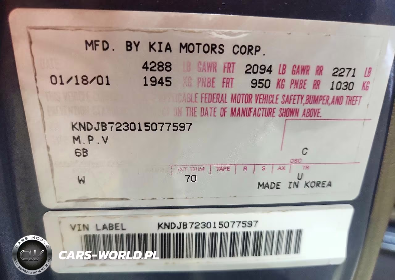 2001 Kia Sportage Base VIN:KNDJB723015077597 - 13