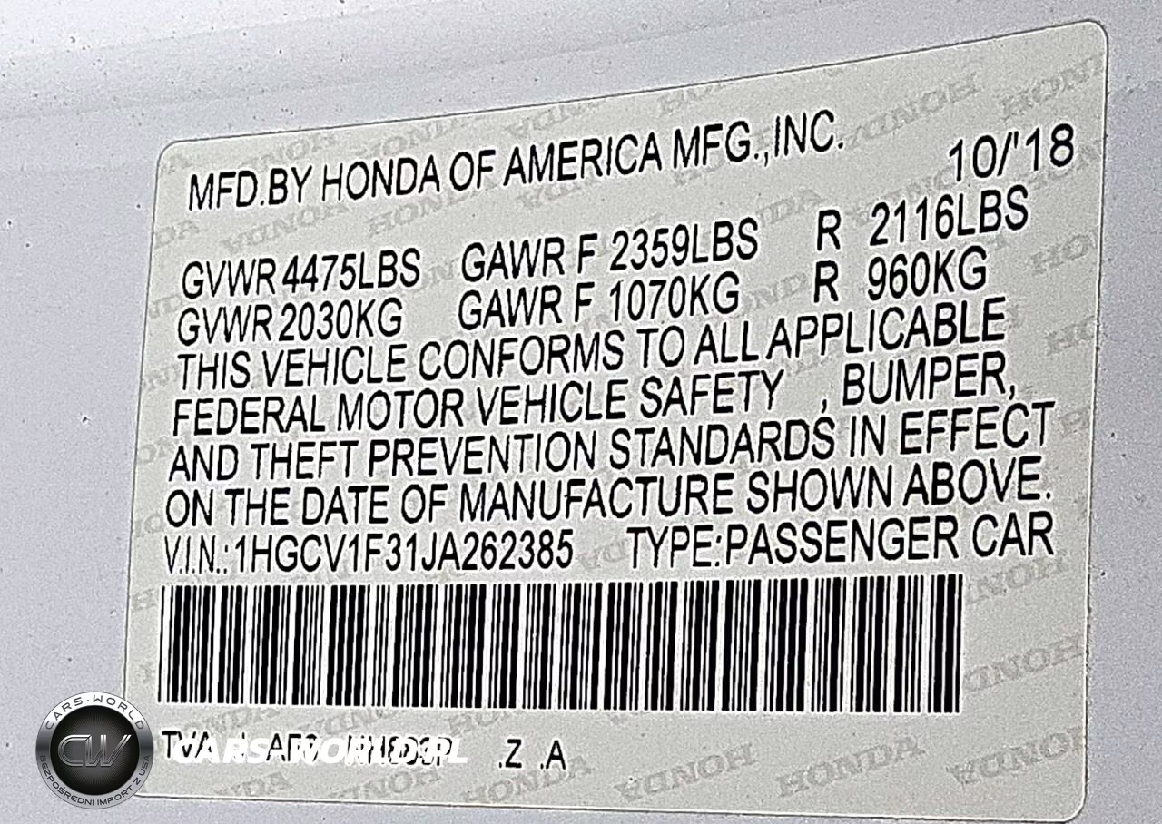2018 Honda Accord Sport VIN:1HGCV1F31JA262385 - 12