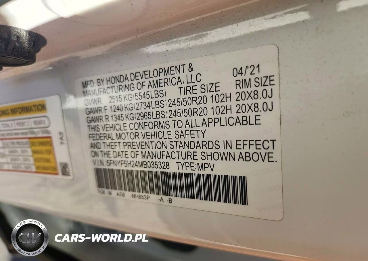 2021 Honda Pilot Se VIN:5FNYF5H24MB035328 - 13