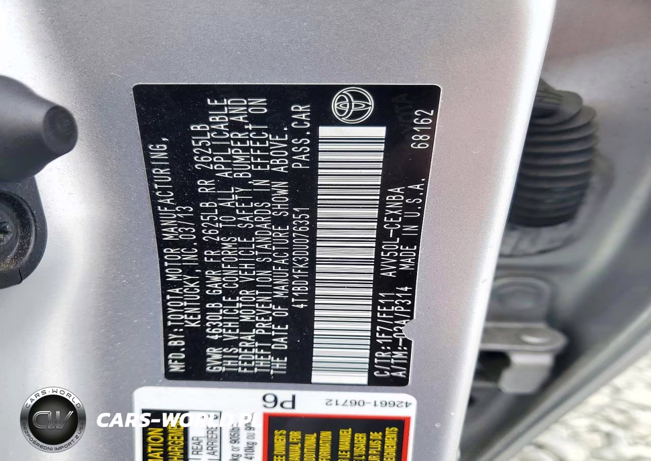 2013 Toyota Camry Hybrid Le VIN:4T1BD1FK3DU076351 - 13