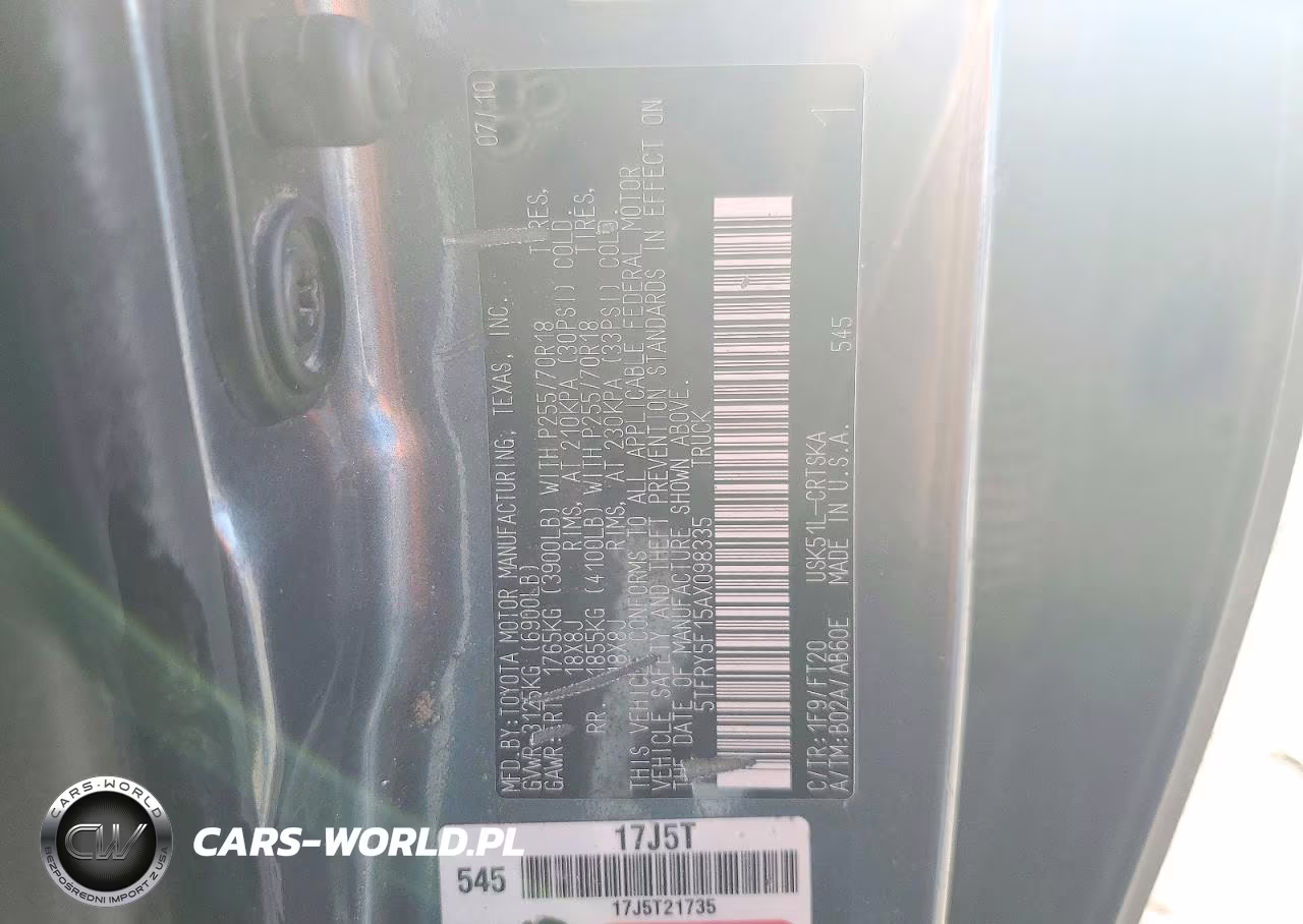 2010 Toyota Tundra Double Cab Sr5 VIN:5TFRY5F15AX098335 - 12