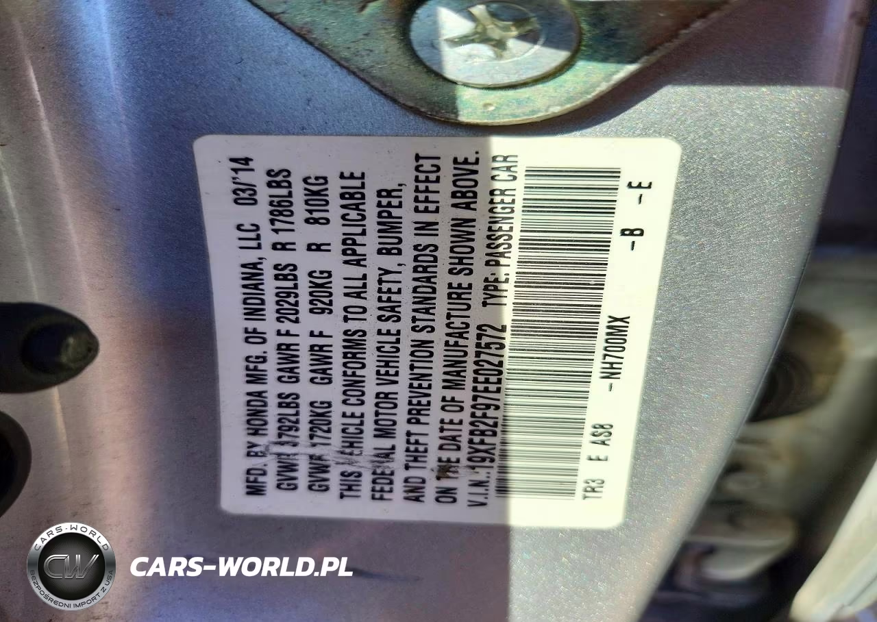 2014 Honda Civic Exl VIN:19XFB2F97EE027572 - 12