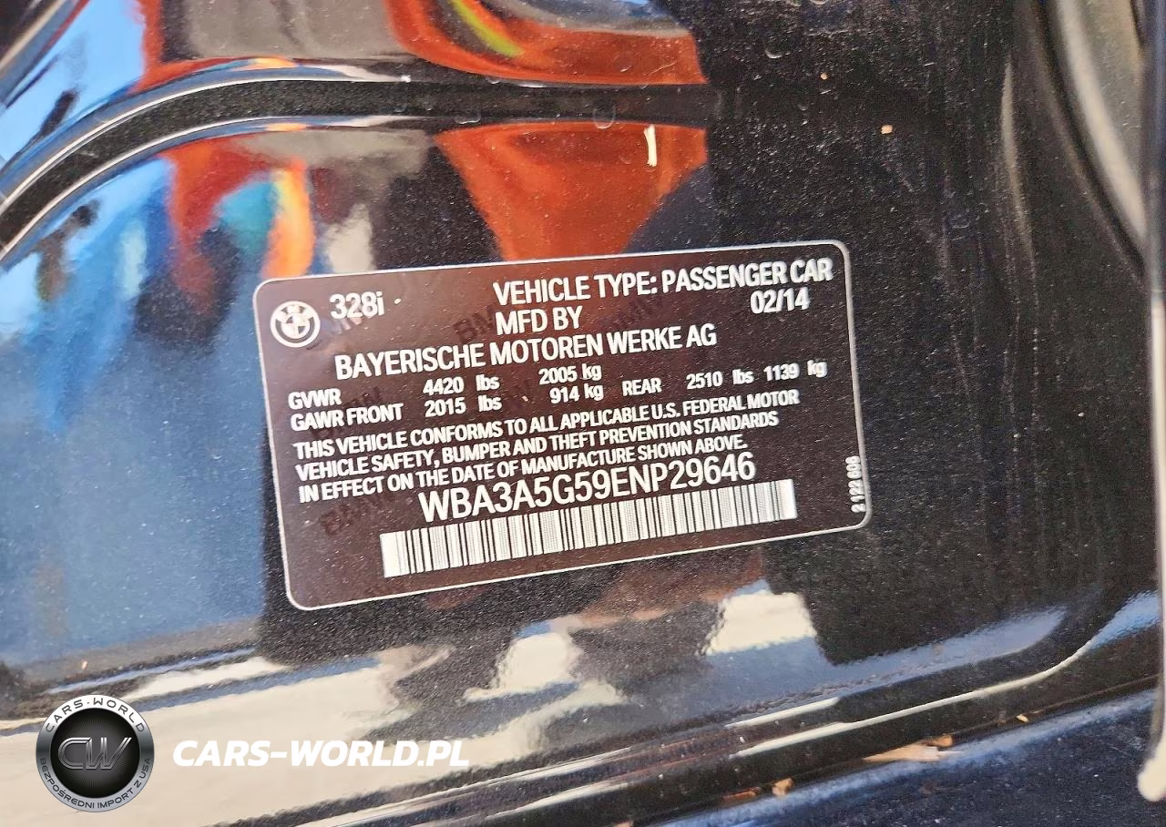 2014 BMW 328 I VIN:WBA3A5G59ENP29646 - 12