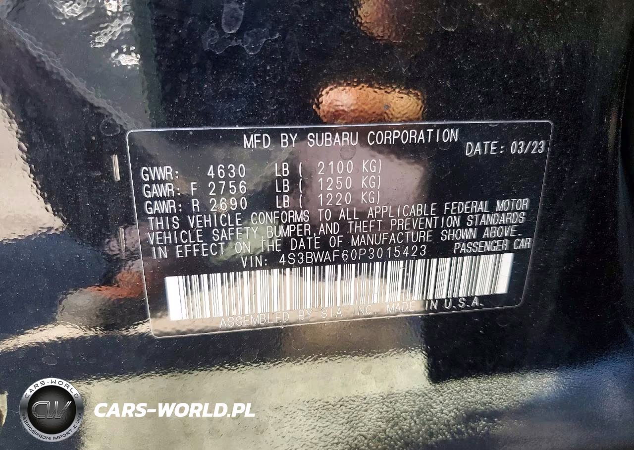 2023 Subaru Legacy Premium VIN:4S3BWAF60P3015423 - 13