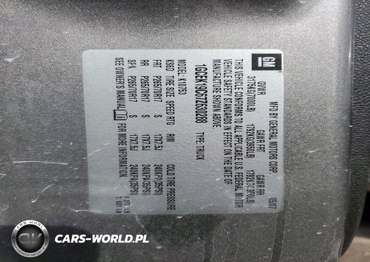 2007 Chevrolet Silverado K1500 VIN:1GCEK19C67Z630288 - 12