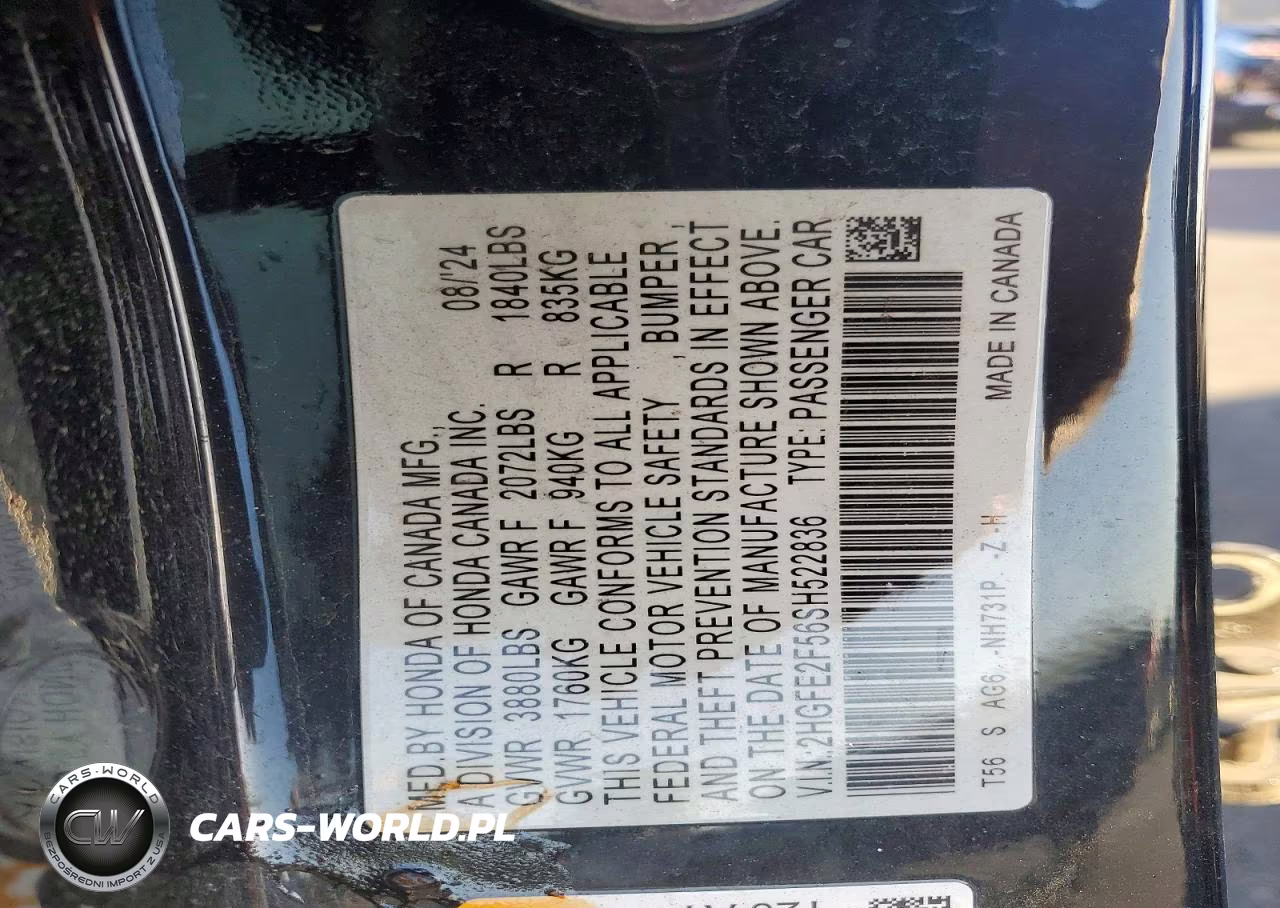 2025 Honda Civic Sport VIN:2HGFE2F56SH522836 - 12
