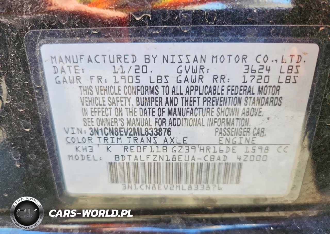 2021 Nissan Versa Sv Xtronic Cvt VIN:3N1CN8EV2ML833876 - 12