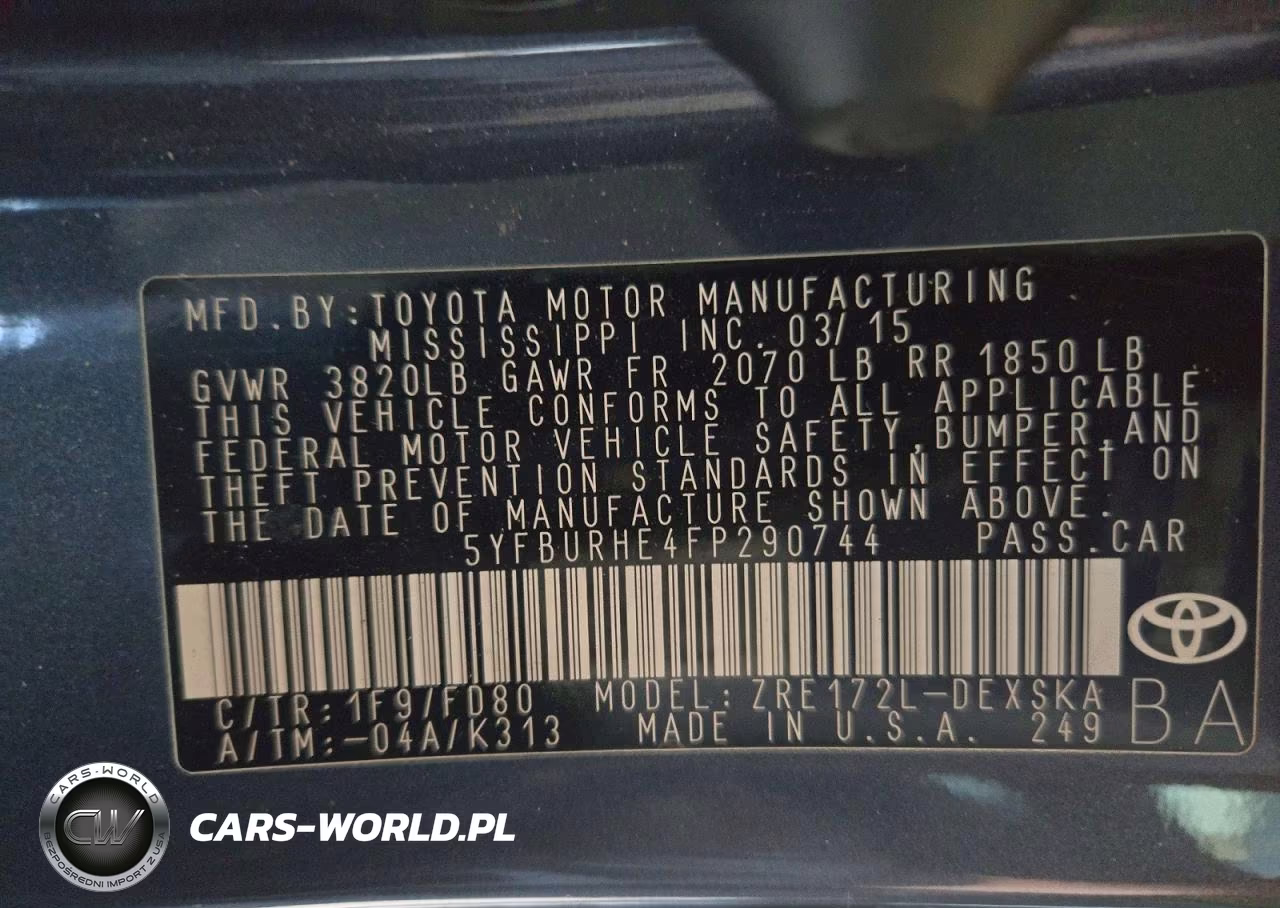 2015 Toyota Corolla S Plus VIN:5YFBURHE4FP290744 - 12