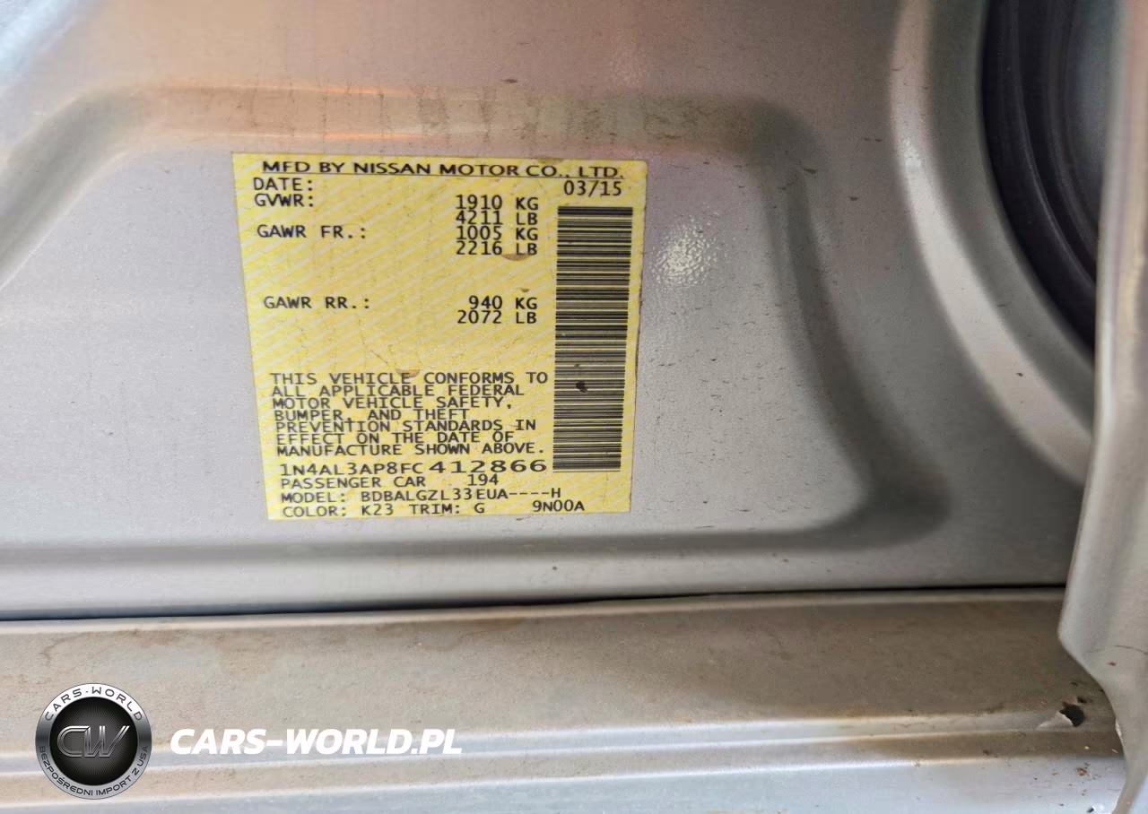 2015 Nissan Altima 2.5 S VIN:1N4AL3AP8FC412866 - 12