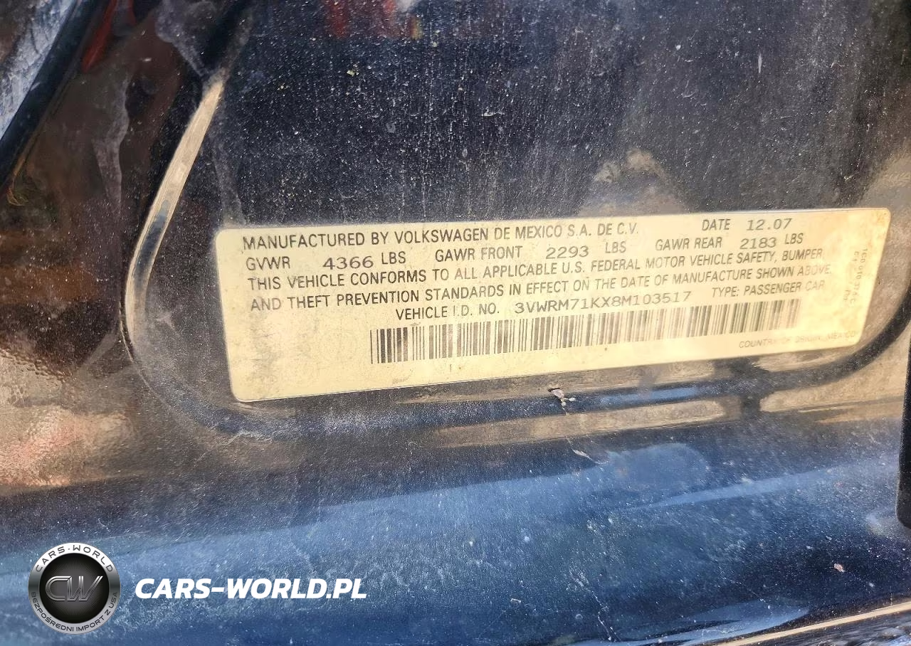 2008 Volkswagen Jetta Se VIN:3VWRM71KX8M103517 - 12