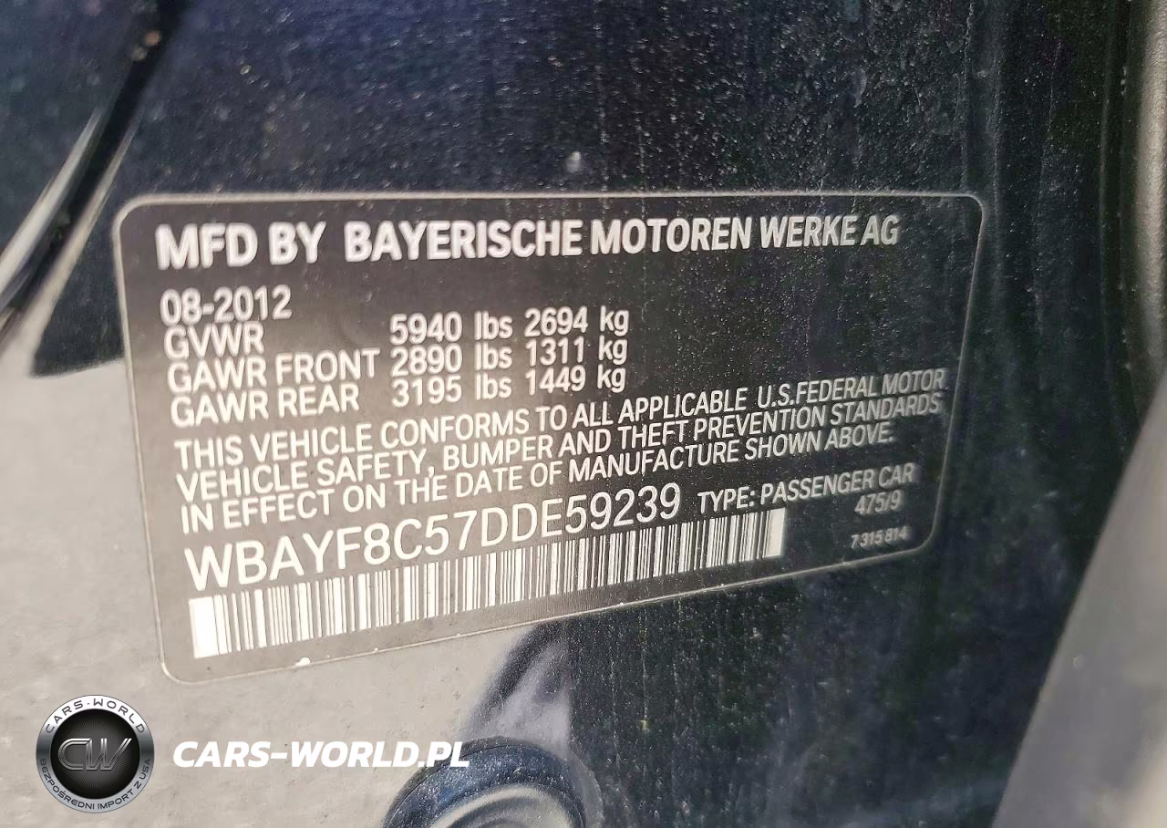 2013 BMW 750 Lxi VIN:WBAYF8C57DDE59239 - 12