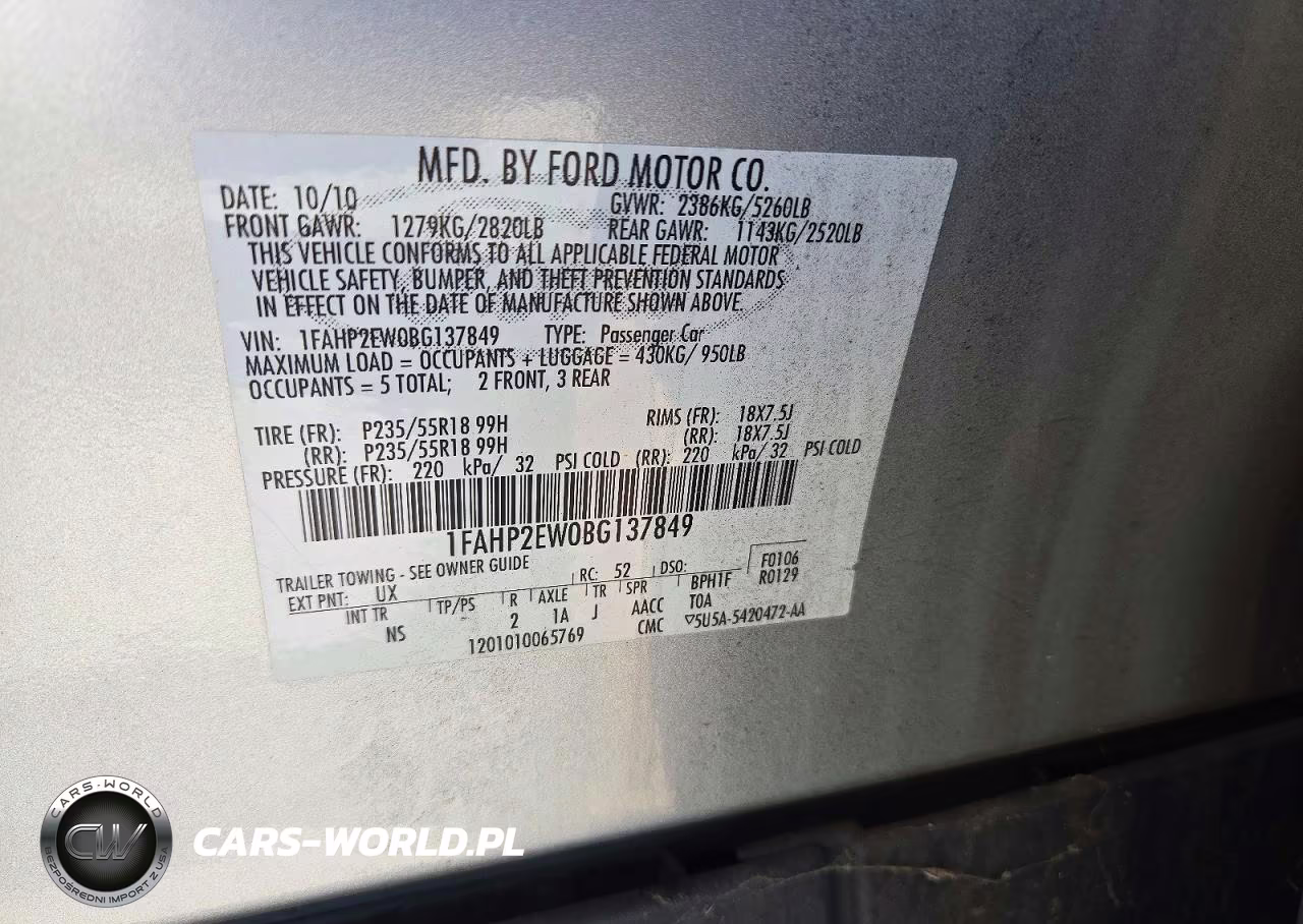 2011 Ford Taurus Sel VIN:1FAHP2EW0BG137849 - 12