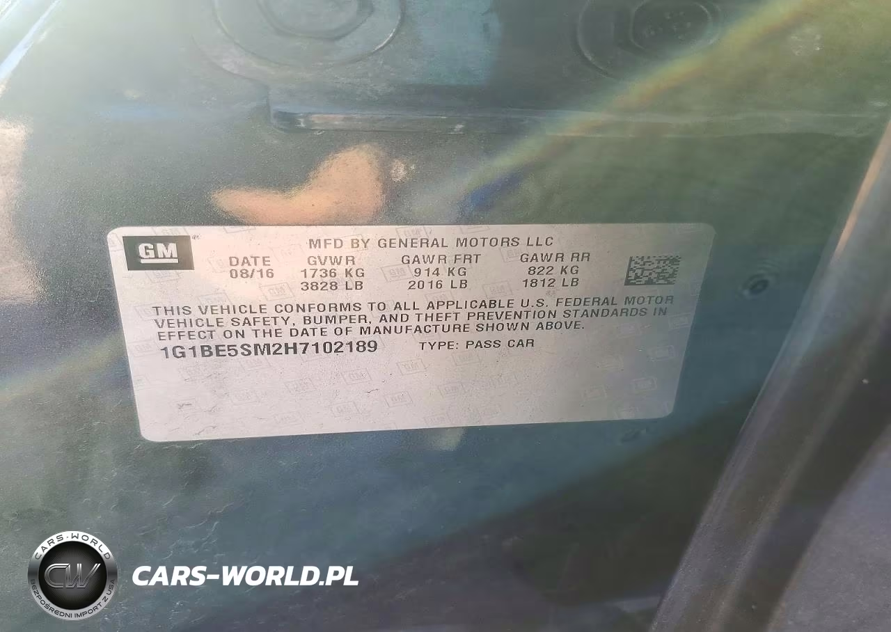 2017 Chevrolet Cruze Lt VIN:1G1BE5SM2H7102189 - 12