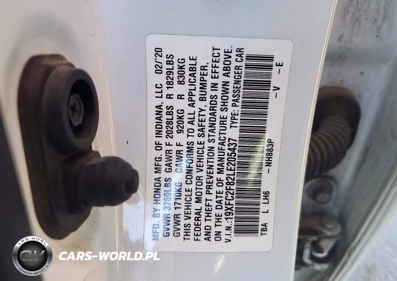 2020 Honda Civic Sport VIN:19XFC2F82LE205437 - 12