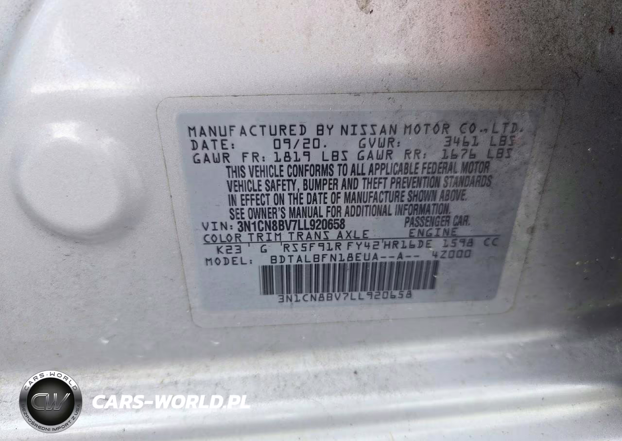 2020 Nissan Versa S VIN:3N1CN8BV7LL920658 - 13
