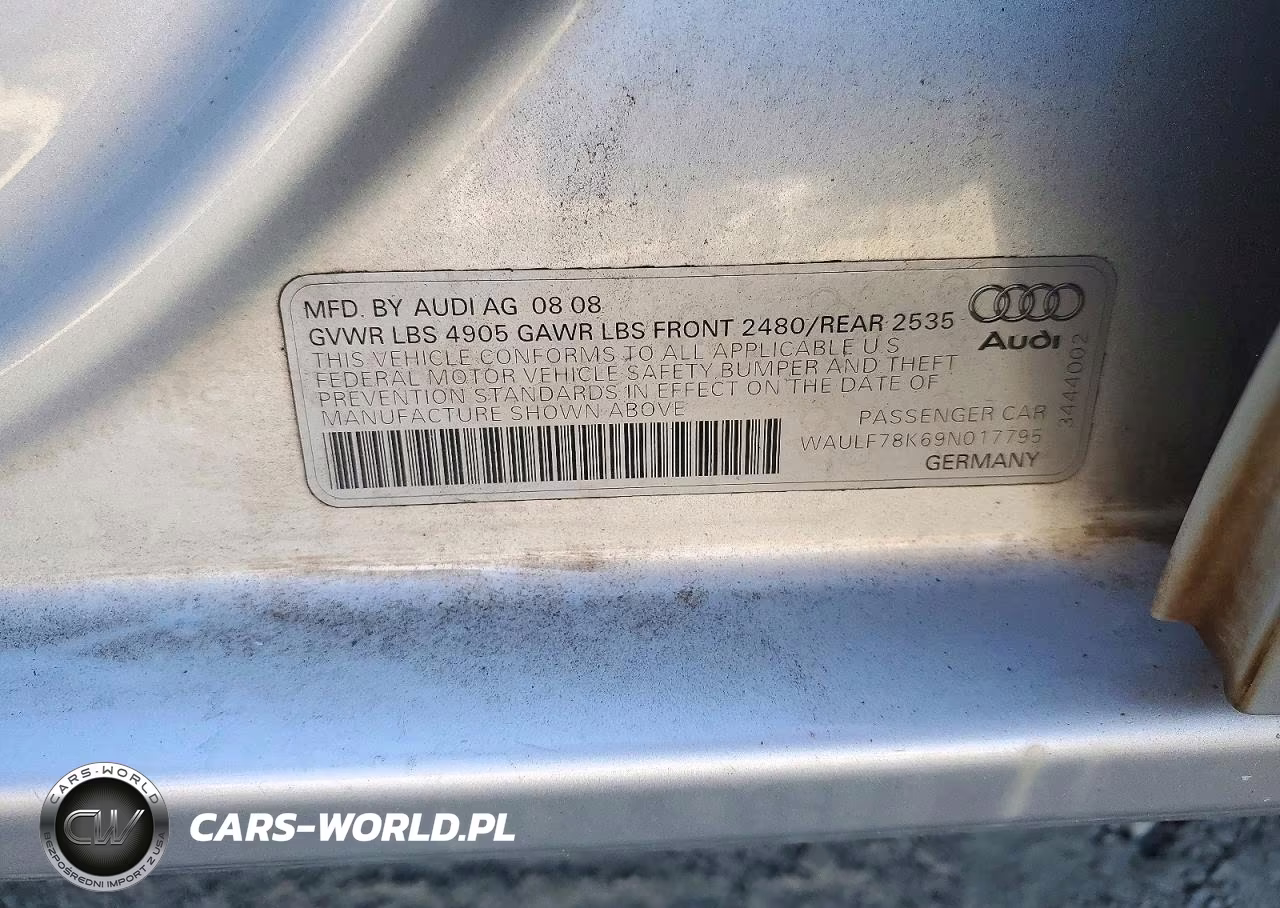 2009 Audi A4 2.0T Quattro VIN:WAULF78K69N017795 - 12
