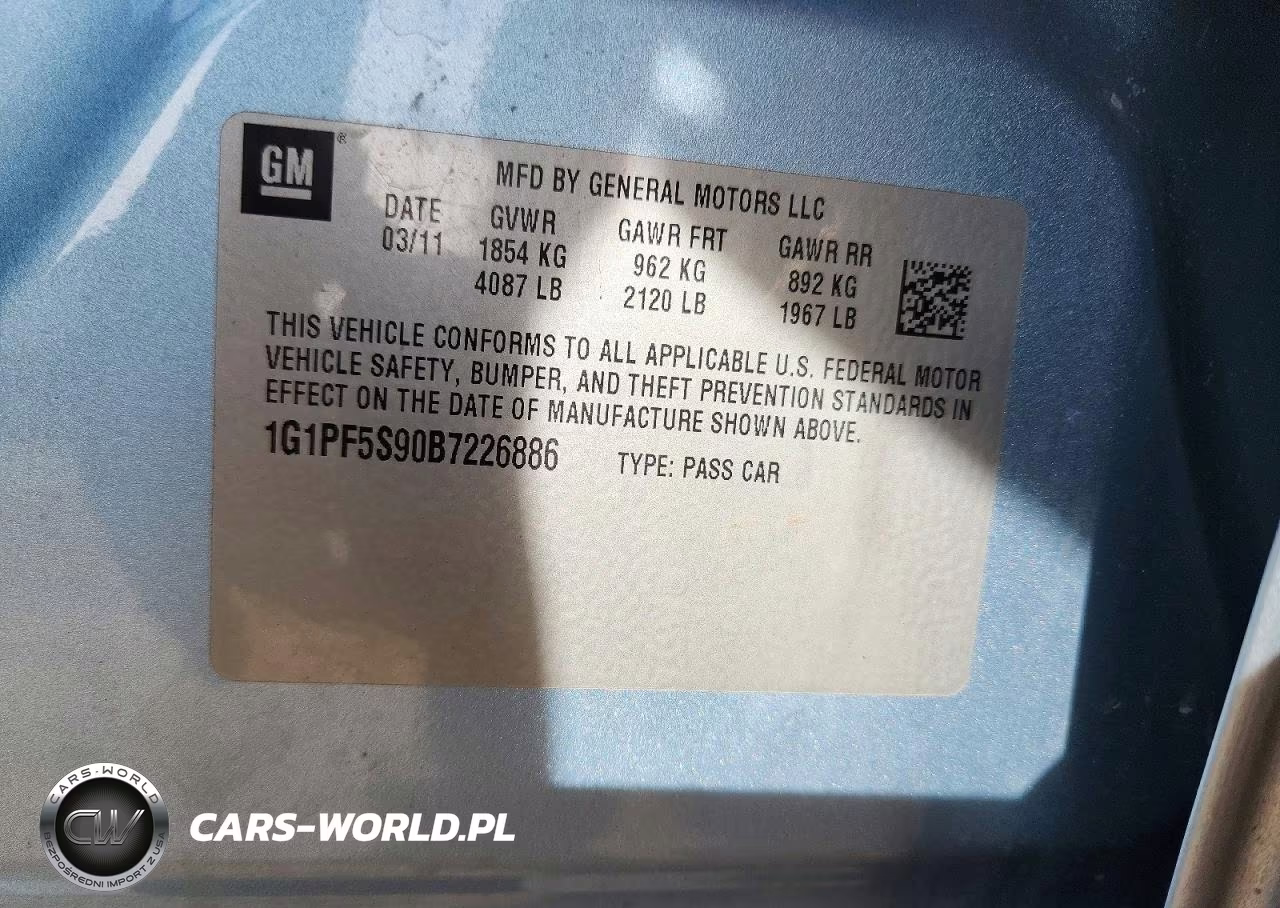 2011 Chevrolet Cruze Lt VIN:1G1PF5S90B7226886 - 12