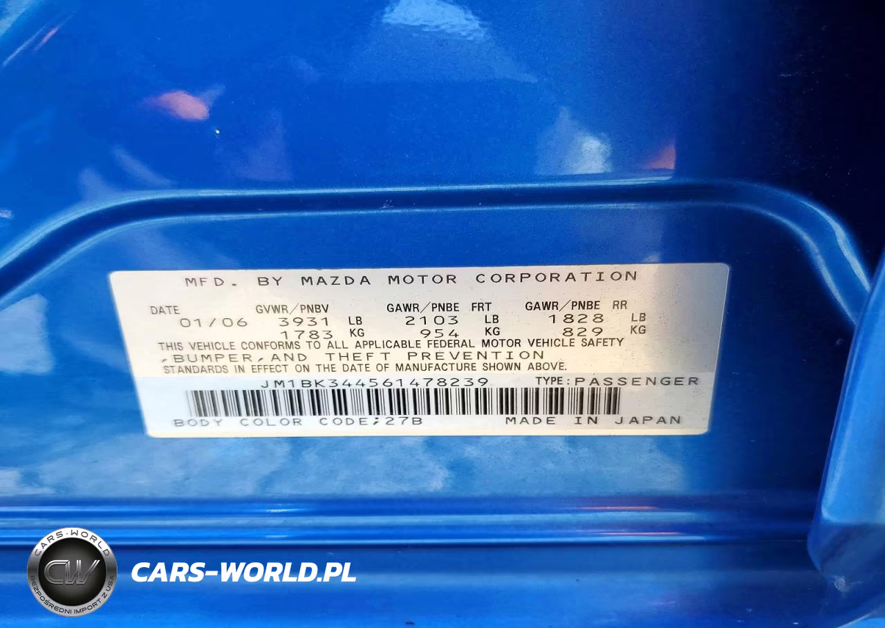 2006 Mazda 3 Hatchback VIN:JM1BK344561478239 - 12