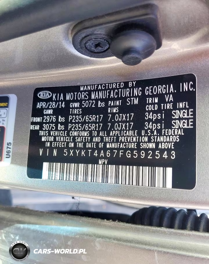 2015 Kia Sorento Lx VIN:5XYKT4A67FG592543 - 13