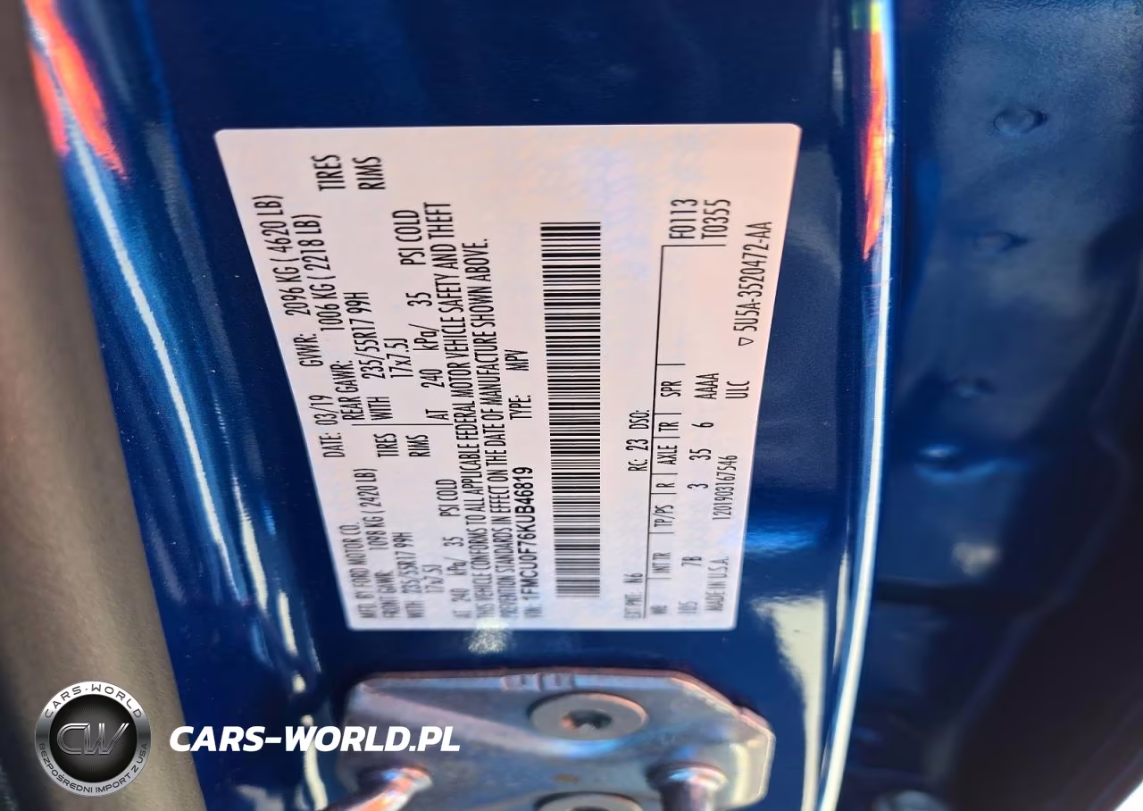 2019 Ford Escape S VIN:1FMCU0F76KUB46819 - 13
