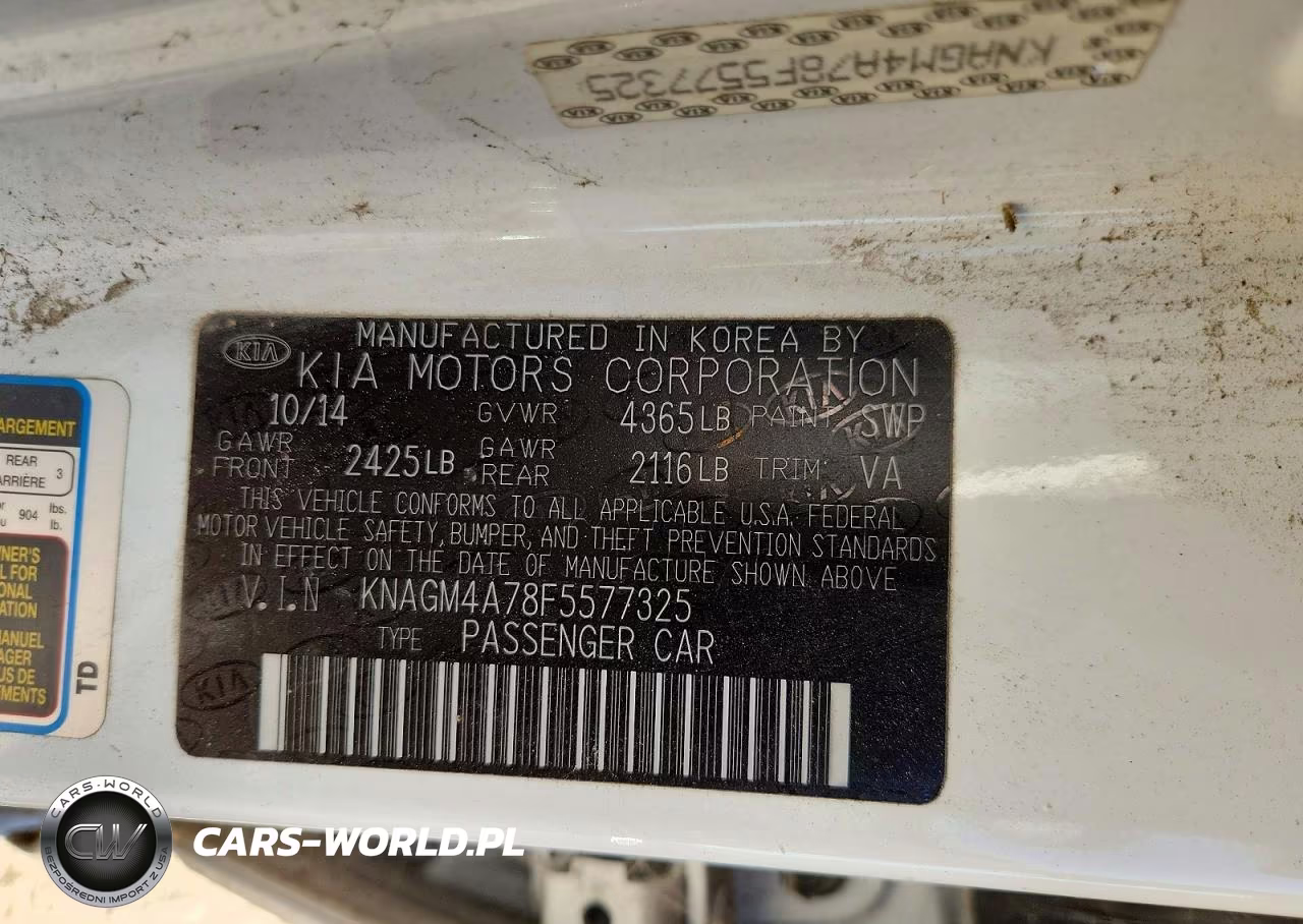 2015 Kia Optima Lx VIN:KNAGM4A78F5577325 - 12