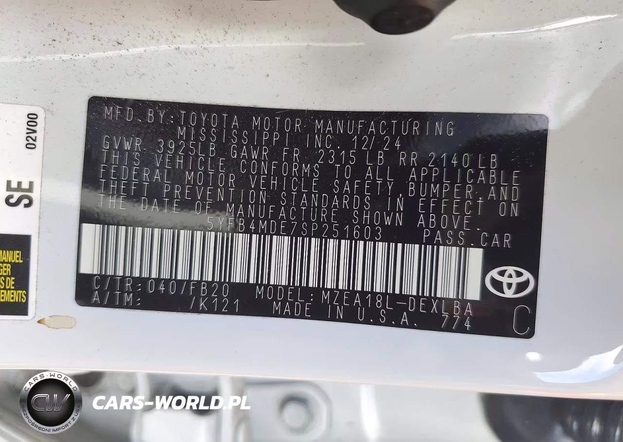2025 Toyota Corolla Le VIN:5YFB4MDE7SP251603 - 12