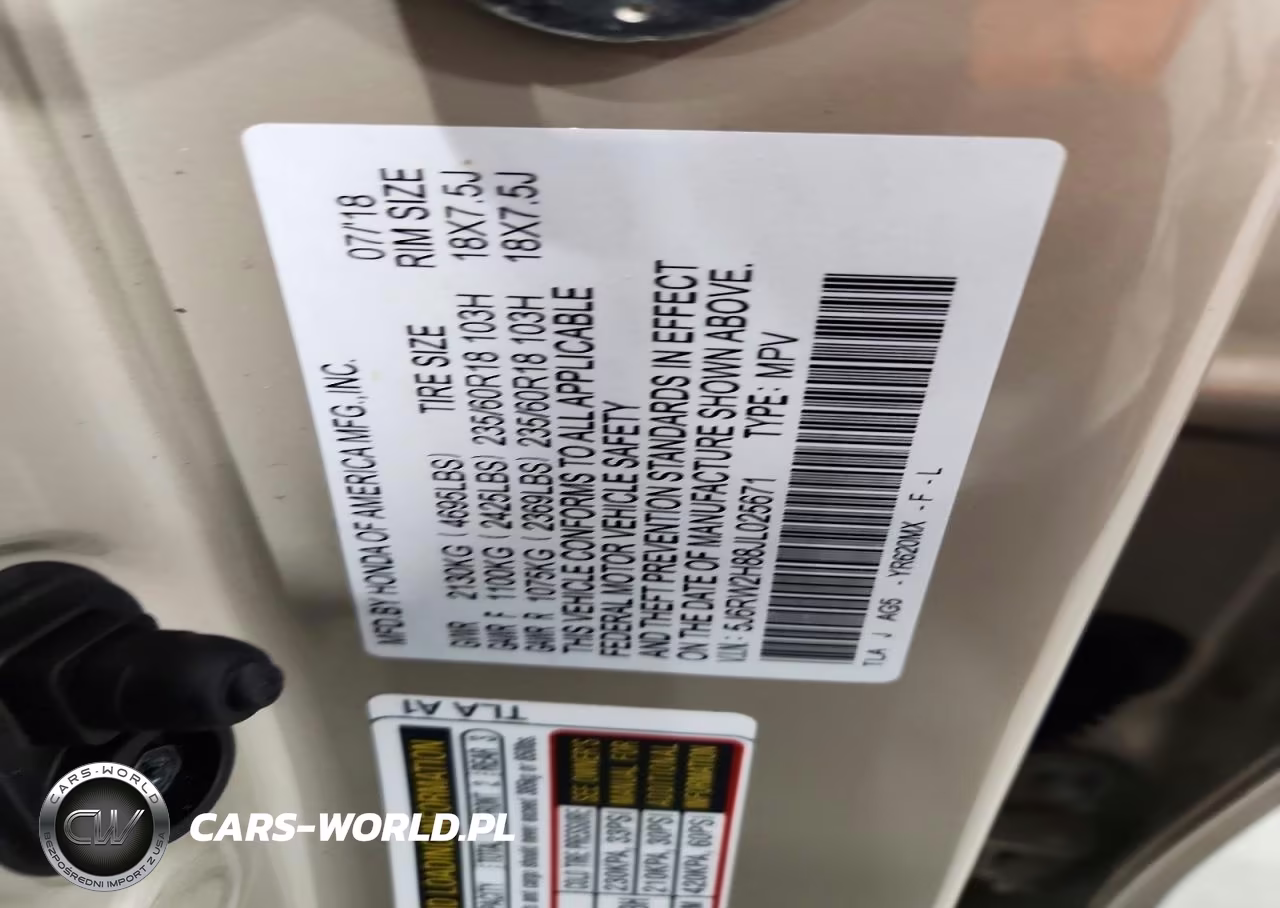 2018 Honda Cr-V Exl VIN:5J6RW2H88JL025671 - 13