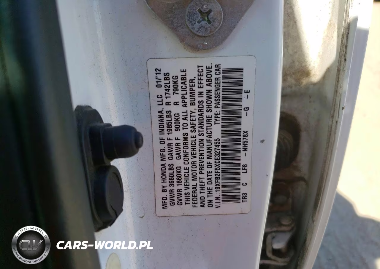 2012 Honda Civic Lx VIN:19XFB2F5XCE327455 - 13