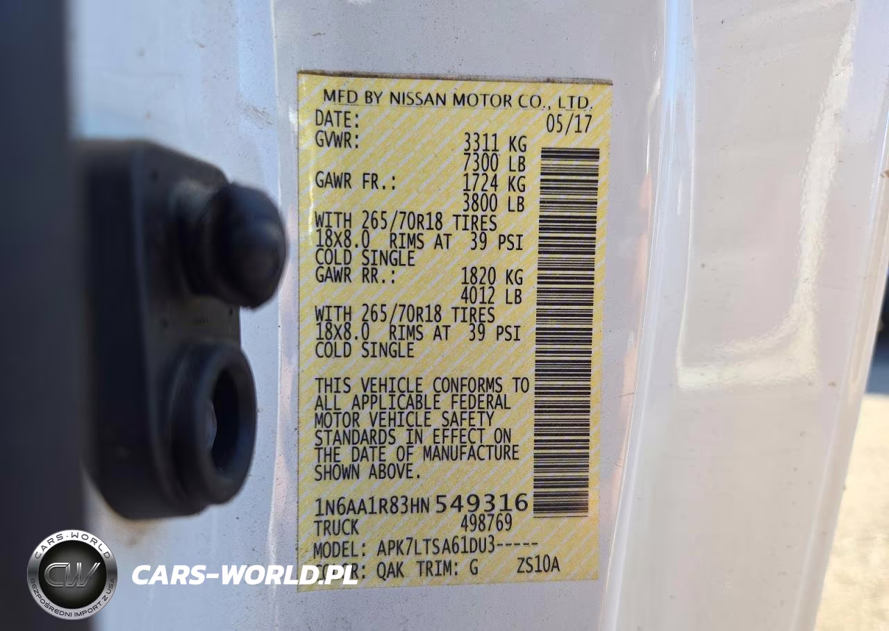 2017 Nissan Titan S VIN:1N6AA1R83HN549316 - 12