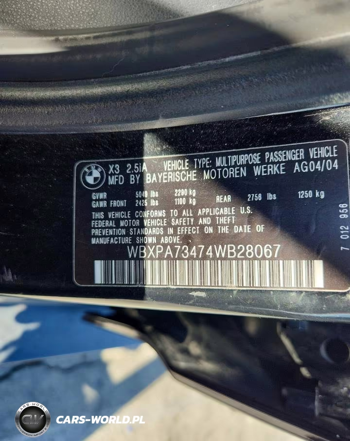 2004 BMW X3 2.5I VIN:WBXPA73474WB28067 - 12